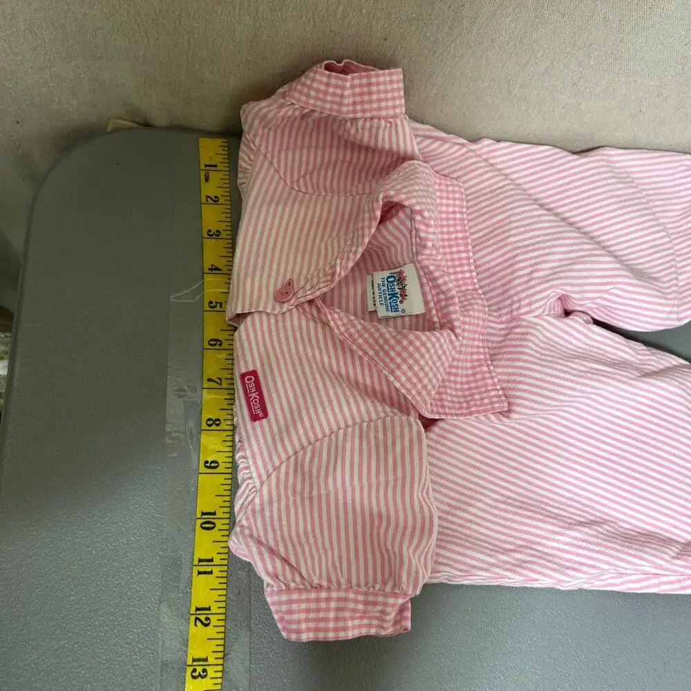 Vintage OshKosh Girls Romper Size 3-6 Months Pink Striped‎ One Piece Made in USA